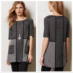Anthropologie Black and Gray Tunic Top